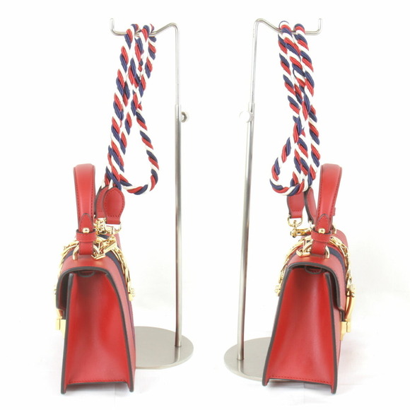 GUCCI Red Leather Sylvie Shoulder Bag - Picture 3 of 10